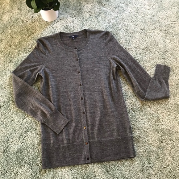 GAP Dark Gray Cardigan Sweater, Button Up Front, Grey Sweater, Lightweight, M - Picture 5 of 14